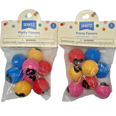 Spritz Valentine's Day multicolor fidget spinner balls, two 8-count packs totaling 16 plastic spinning toys