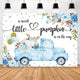 Aperturee Blue Fall Pumpkin Baby Shower Backdrop 7x5 Vinyl