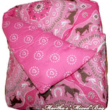 Girls pink and brown pony horse bandana print comforter set with coordinating sheet set and bonus unicorn backpack - view 3