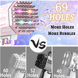 HQF 88-hole bubble machine with multicolor LED lights and detachable fan held by child outdoors at party - view 7