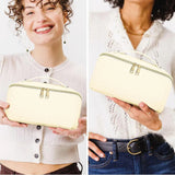 TBOLINE Large Travel Makeup Bag – White Checkered Waterproof PU Leather Organizer — view 7 of 7