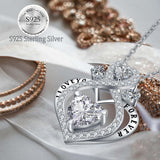 925 sterling silver gold plated heart cubic zirconia birthstone pendant necklace on white background - view 2