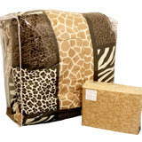 MMB Safari Zanzibar 10-piece king comforter set with zebra giraffe leopard animal print in brown black and tan - view 5