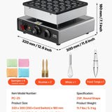 VEVOR silver stainless steel 25-mold mini pancake maker with round non-stick cooking surface and temperature control knob - view 7