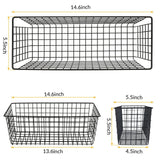 Two black metal wire hanging wall baskets with hooks mounted on wall, 14.6x5.5 inch extra large storage organizers by Kinlink - view 3