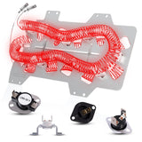 Samsung dryer heating element replacement kit with thermal fuse, thermostat, and bracket, part DC47-00019A, silver nickel-chrome