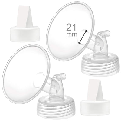 Maymom 21mm white plastic breast flanges and silicone duckbill valves replacement set for Spectra S1 S2 pump