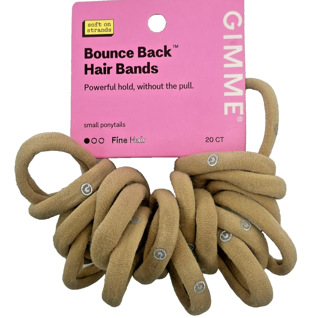 Gimme Beauty blonde elastic hair ties 20-count pack designed for fine and extra-thin hair, no-damage hold