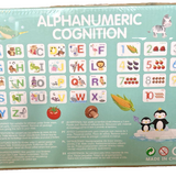 Wooden Montessori toy set with 26 alphabet letters, numbers 1-10, and colorful animal and food tiles for toddlers - view 2