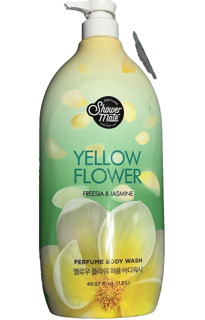 SHOWERMATE 1.2L yellow bottle of Freesia Jasmine moisturizing body wash for all skin types, 40.57 fl oz