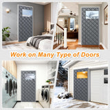 Gray magnetic thermal insulated door curtain 32x82 inches with transparent window panel hanging over a doorway - view 7