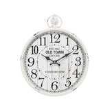 Round 11.8-inch antique white metal farmhouse wall clock with silent quartz movement and vintage dial face