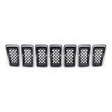 Seven-piece black honeycomb mesh grille insert set with chrome trim for 2019-2023 Jeep Cherokee front bumper - view 7