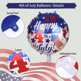 Eight multicolor patriotic foil star-shaped balloons with USA stars and stripes design, ribbon and inflation straw included - view 4