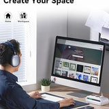 FansDreams black 6-port power strip with 3 AC outlets and 2 USB-C ports on desk with 5ft flat plug extension cord - view 5