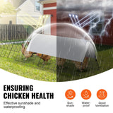 VEVOR black metal chicken tunnel coop run 157.5 inches long with waterproof silver cover and ground stakes for backyard poultry - view 5