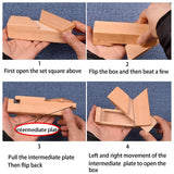 Ahyuan 5-inch handmade beech wood secret opening puzzle box with hidden compartment, brown finish, closed view - view 4