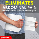 White 9-inch 3 panel abdominal binder with hook and loop closure for post-surgery recovery, size small-medium - view 8