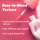 COLORGRAM Nude Blur Tint tube in shade 02 Charming Pink, a K-beauty matte lip and cheek tint compact travel size - view 2