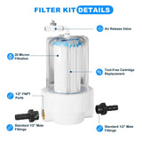AS ColdPlunge white polypropylene filter housing with twist-off lid, three 5-inch 20-micron cartridges and two MNPT fittings for ice bath - view 3