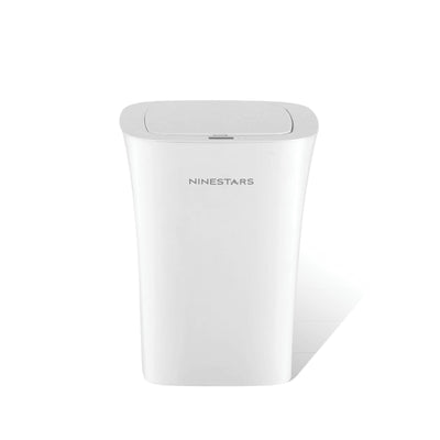 Ninestars white 2.6 gallon automatic touchless trash can with motion sensor soft close lid, square shape