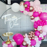 Kelfara 100-piece hot pink latex balloon garland arch kit with four balloon sizes and included tape and adhesive dots - view 5
