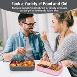 Caperci 47oz dark gray stackable bento lunch box with 4 compartments, locking clips, and built-in utensil set - view 6