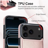 Hiandier rose gold PU leather wallet flip case for iPhone 17 Pro with card slots and magnetic closure shown closed and open - view 5