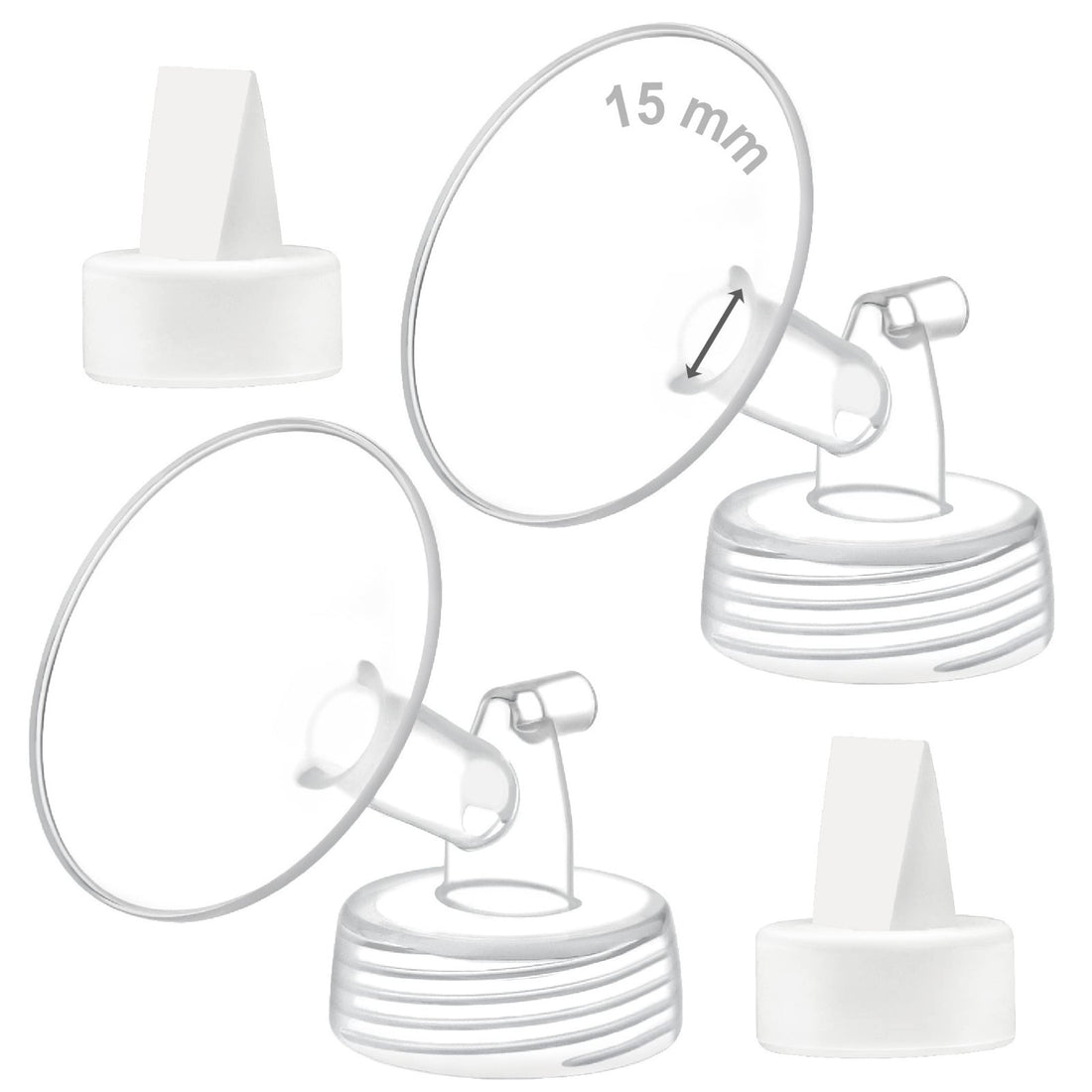 Maymom 15mm breast pump flanges and duckbill valves 2-pack in retail packaging for Spectra S1 S2 9 Plus