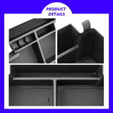 Black ABS plastic sliding center console organizer tray with multiple compartments and non-slip rubber pads for 2021-2026 Tahoe Suburban Yukon - view 6