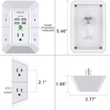 QINLIANF 5-Outlet Wall Surge Protector 4 USB Ports 1680 Joules Mountable – Open Box — view 7 of 7