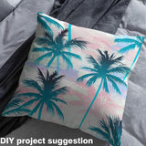 10-yard bolt of teal and pink coconut tree tropical print flannel fabric, 59 inches wide, unrolled to show pattern - view 3