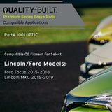 Quality-Built 1001-1771C front ceramic brake pad set with stainless steel hardware for Ford Focus and Lincoln MKC - view 6
