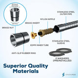 SparkPod 79-inch chrome stainless steel handheld shower hose with brass connectors and 1/2 inch NPT fittings - view 6