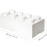 LEGO white stackable brick storage box shaped like a giant 8-stud LEGO brick with hinged lid, 12-liter capacity - view 3
