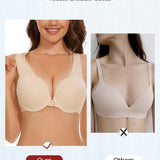 Upushall beige seamless racerback push-up bra with front clasp closure and thick padded cups, size 36B - view 6