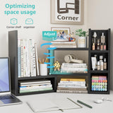 NUTIKAS 3-Tier Adjustable Desk Shelf Organizer – Black Desktop Bookshelf — view 6 of 8