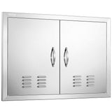 VEVOR stainless steel 30x21 inch flush mount BBQ access door with louvered vents and ergonomic handles for outdoor kitchen