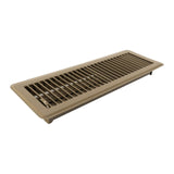Two brown powder-coated steel louvered floor registers 4x14 inches with adjustable damper lever, heavy duty stamped steel - view 5