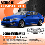 JX RACING front bumper grille and fog light bezel kit for 2011-2013 Kia Optima EX LX in black with chrome accents - view 2