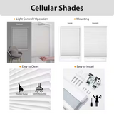 Gray Cloud cordless blackout single-cell cellular window shade 25.5 by 54 inches with white exterior backing mounted on window - view 2