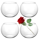 Set of 4 clear round glass bubble bowl vases 5.97 inches wide displayed as candle holders and flower vases for wedding decor - view 3