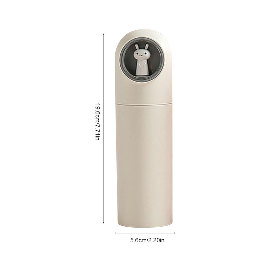 Beige portable plastic travel toothbrush case with sealing lid that doubles as a mouthwash cup, compact size