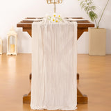 Socomi Ivory Cheesecloth Table Runner 120x35in – Rustic Boho Wedding Decor — view 3 of 7