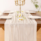 Socomi Ivory Cheesecloth Table Runner 120x35in – Rustic Boho Wedding Decor — view 5 of 7