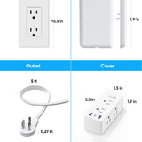 olcorife Flat Plug Power Strip – 6 Outlets 3 USB 5FT Cord White – Open Box — view 7 of 8
