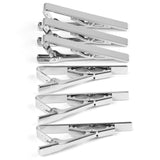 Set of 6 silver rectangle tie bar clips arranged in a gift box, classic polished finish, by MOWPOG - view 7