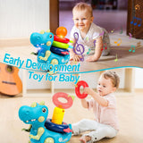 Popsunny multicolor dinosaur musical crawling toy with stackable rings, rattle, and teether for babies 6–12 months - view 5