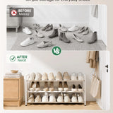Bumusty 3-Tier Expandable Metal Shoe Rack – Adjustable 18–33 Inches, White — view 6 of 7