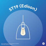 Two GE Classic ST19 clear decorative LED light bulbs with E26 medium base, 60W equivalent soft white, 2-pack packaging - view 6